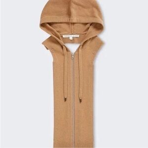 $298 Veronica Beard cashmere Hoodie Dickey Jacket insert dualzip tan camel brown